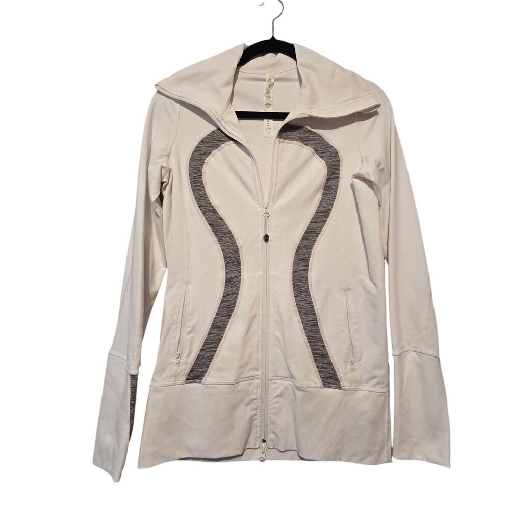 Lululemon Define Jacket Womens Size 6 White Grey‎ Athleisure Exercise Workout